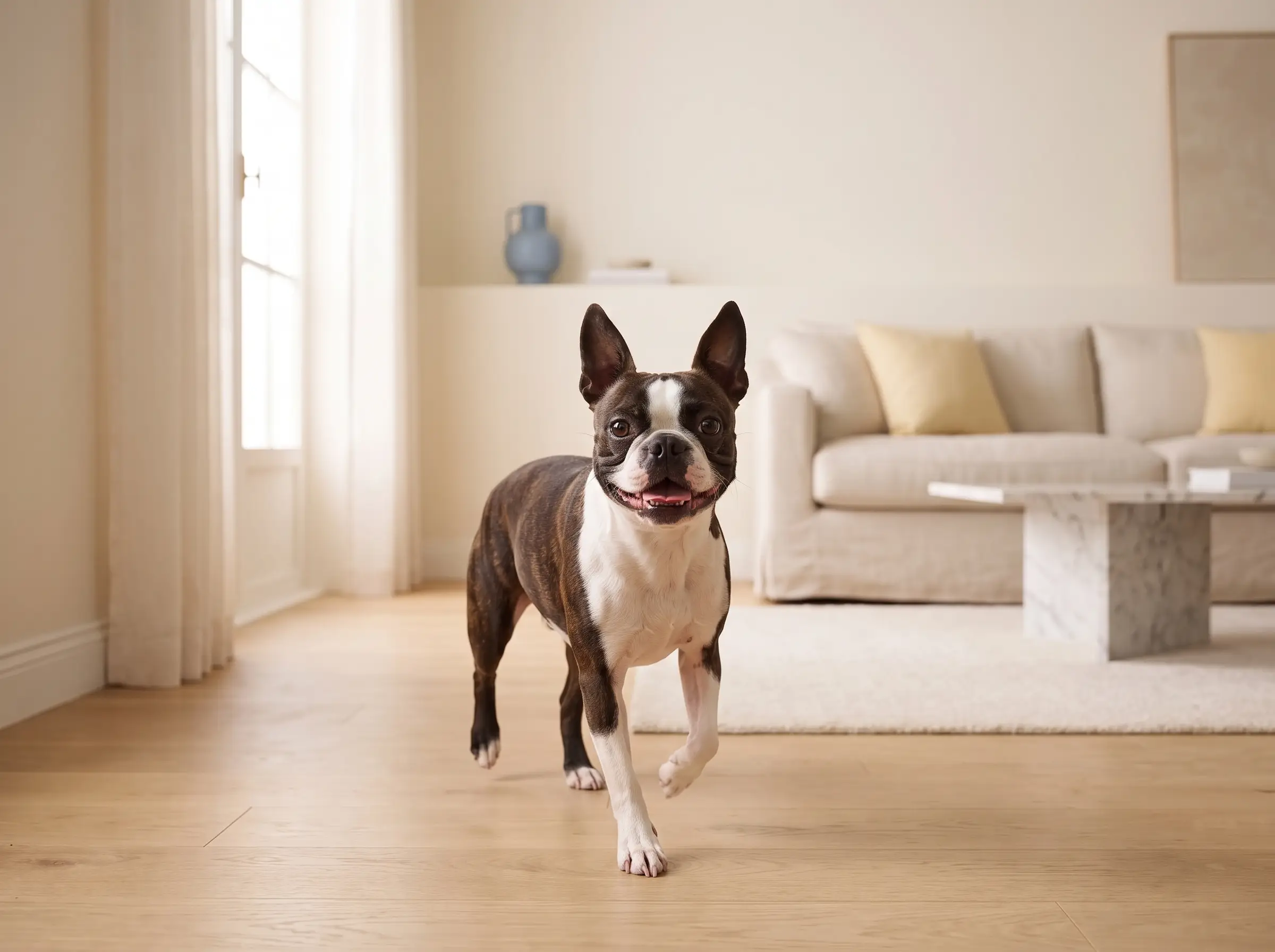 Boston Terrier mentre mostra il suo carattere vivace e affettuoso
