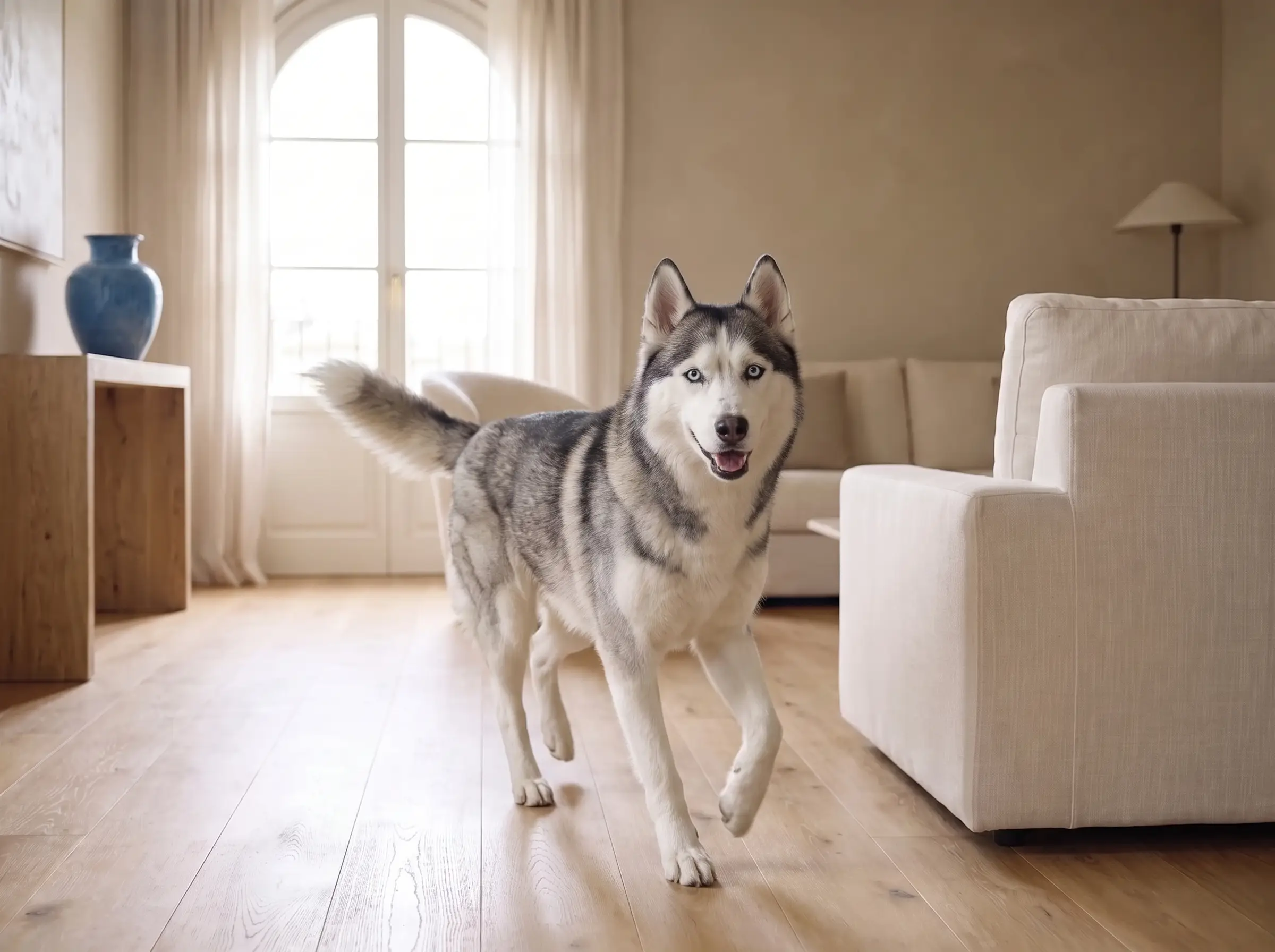 Husky Siberiano mentre mostra il suo carattere vivace e affettuoso