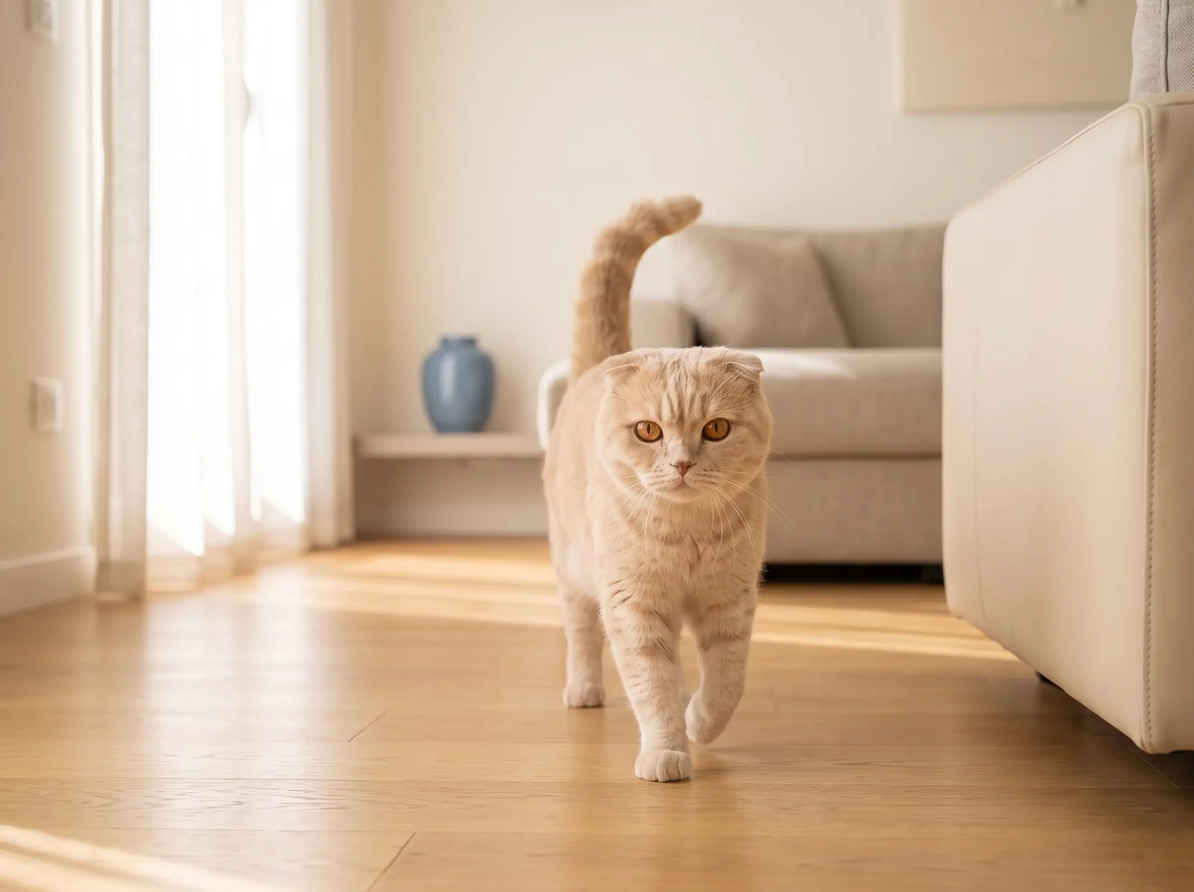 Scottish Fold mentre mostra il suo carattere vivace e affettuoso
