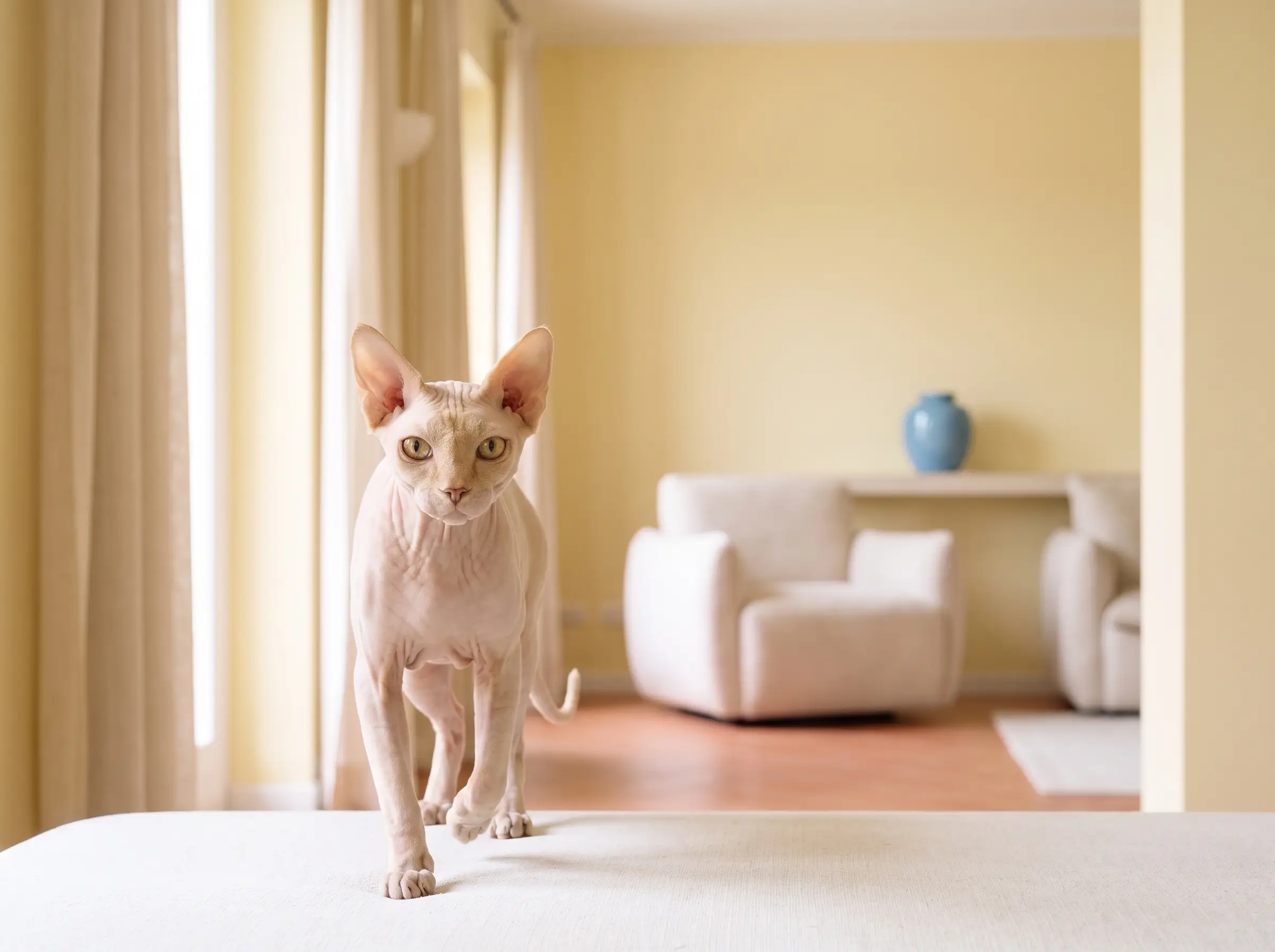 Sphynx mentre mostra il suo carattere vivace e affettuoso