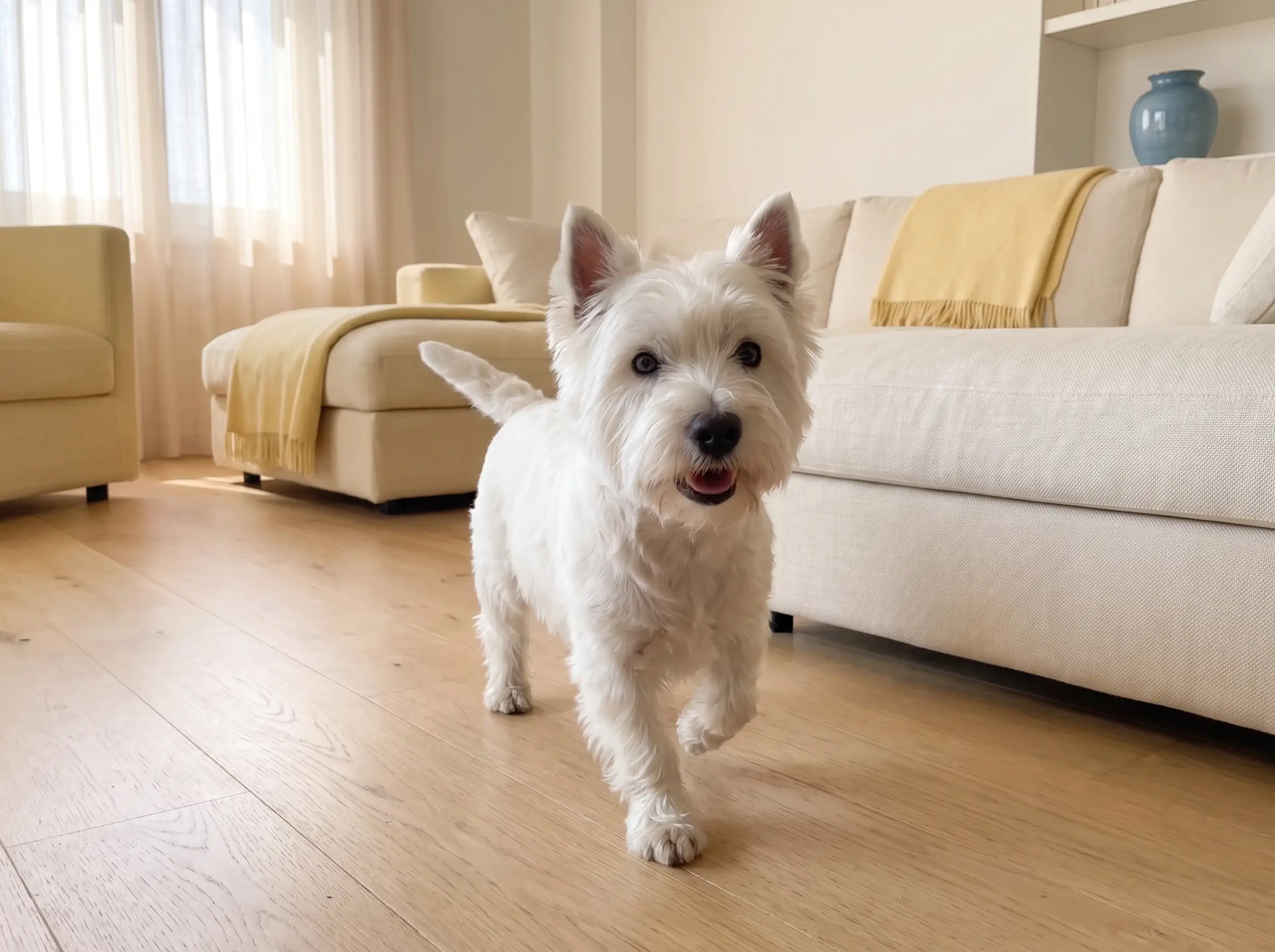 West Highland White Terrier mentre mostra il suo carattere vivace e affettuoso