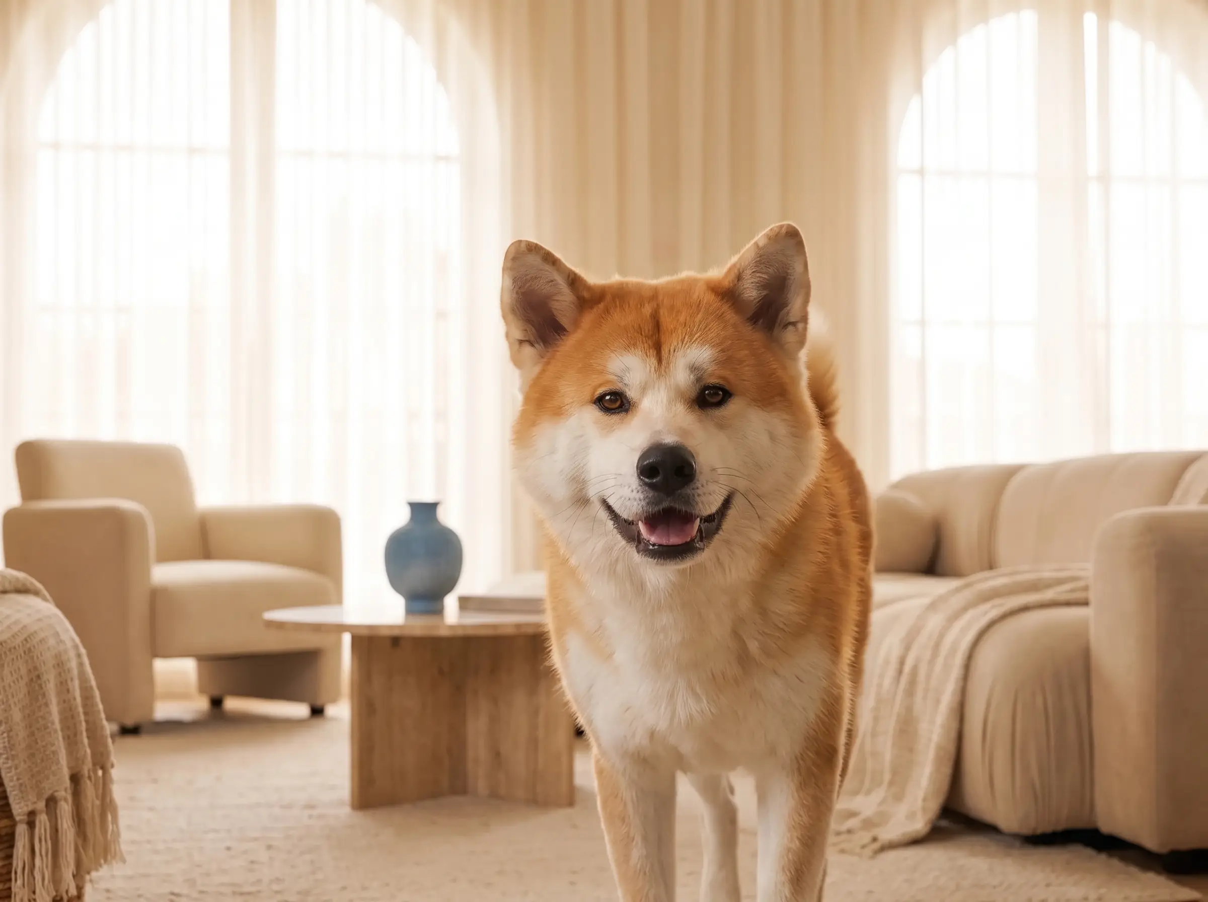 Akita Inu mentre mostra il suo carattere vivace e affettuoso