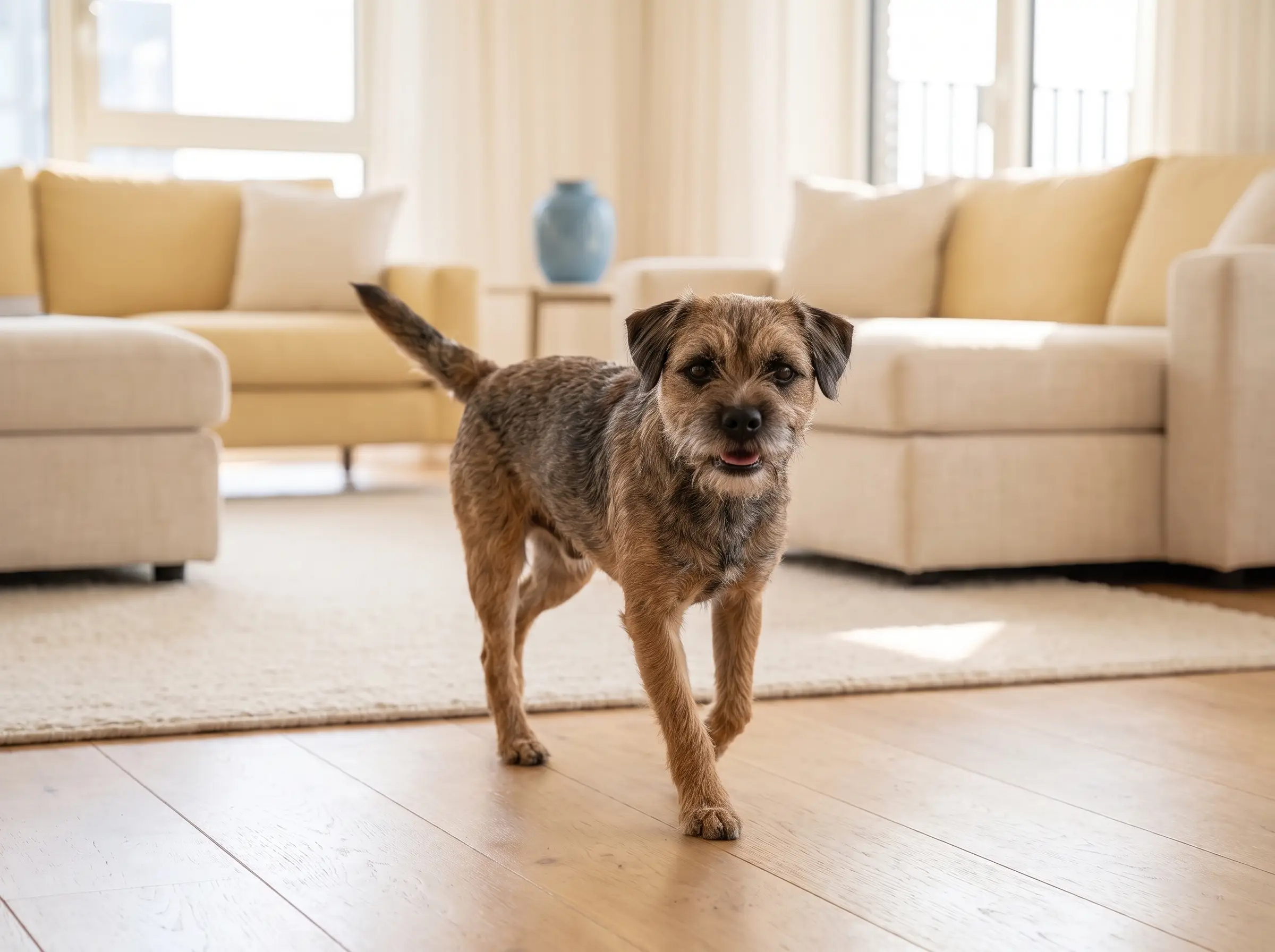 Border Terrier mentre mostra il suo carattere vivace e affettuoso