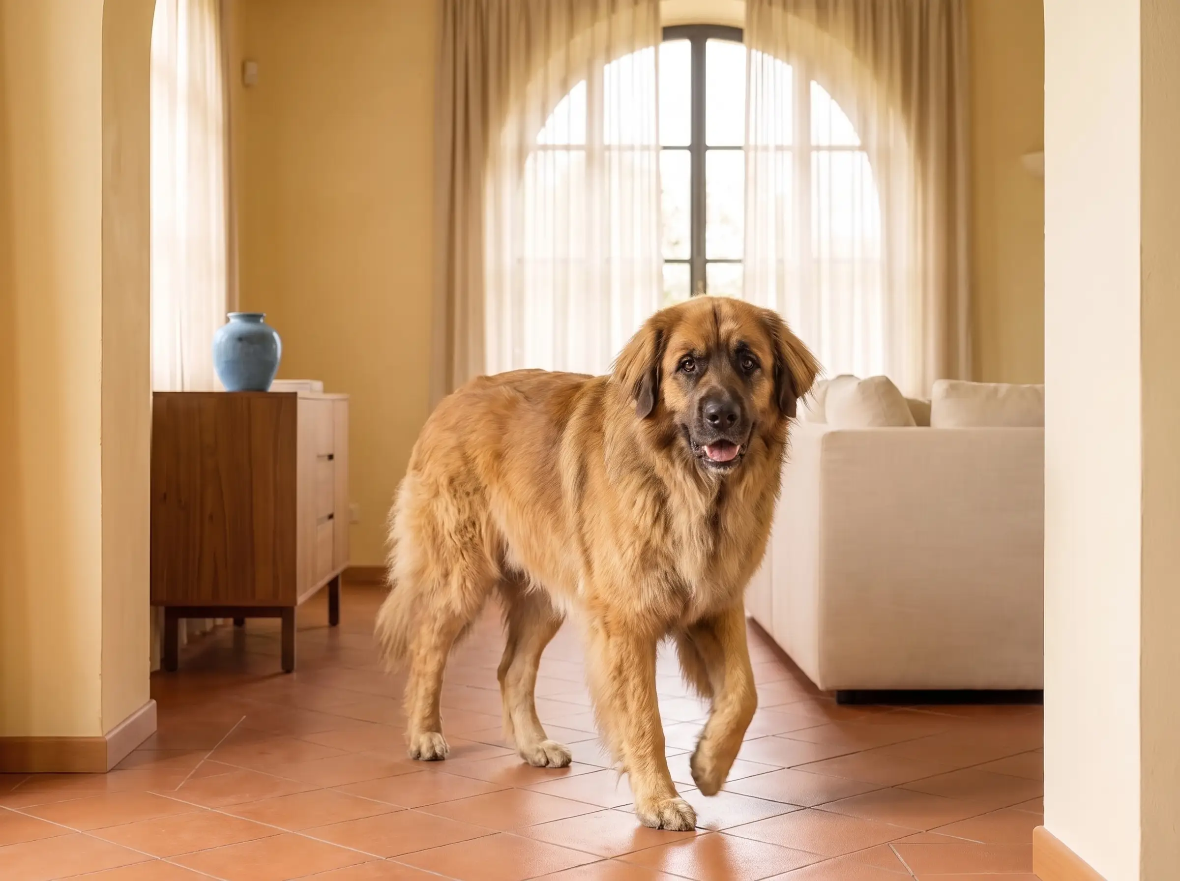 Leonberger mentre mostra il suo carattere vivace e affettuoso
