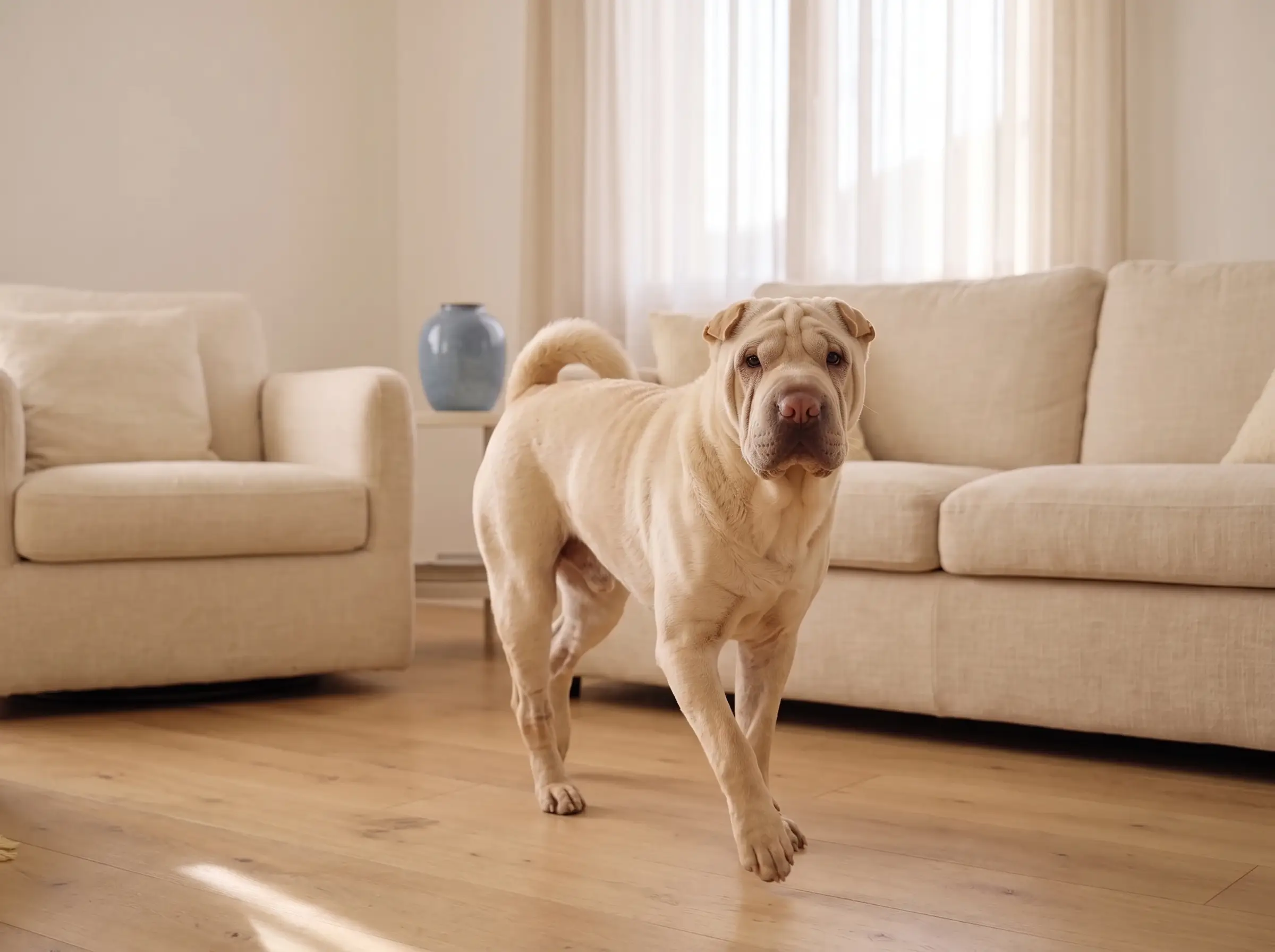 Shar Pei mentre mostra il suo carattere vivace e affettuoso