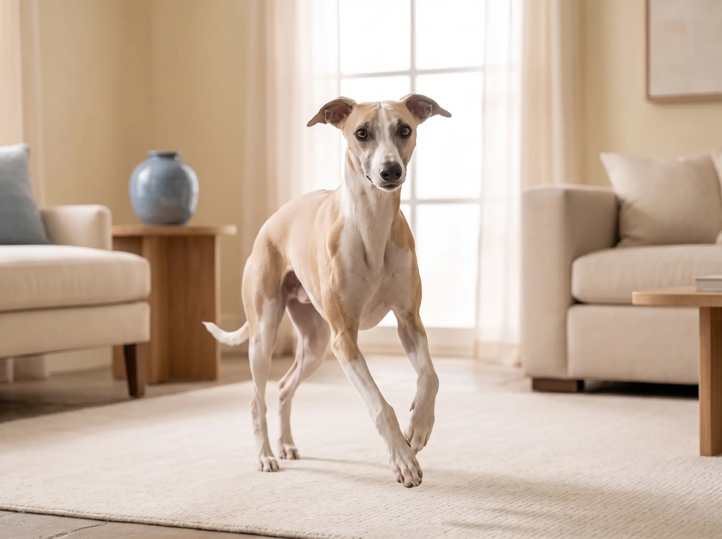 Whippet mentre mostra il suo carattere vivace e affettuoso