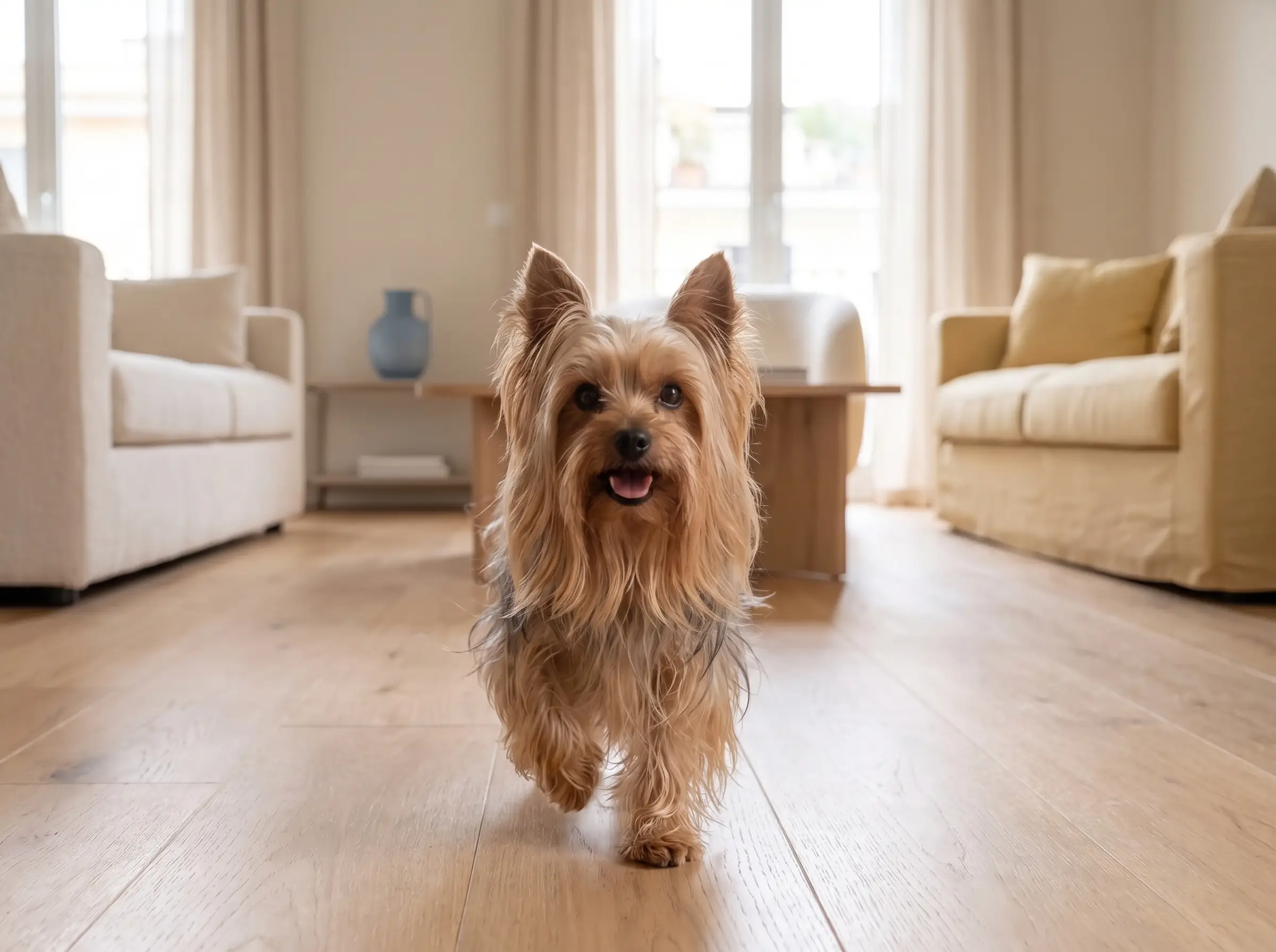 Yorkshire Terrier mentre mostra il suo carattere vivace e affettuoso